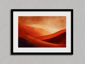Framed minimalist desert sunset print by Atelier Lumin