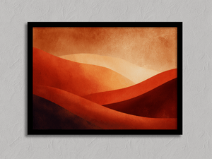 Framed minimalist desert sunset print by Atelier Lumin