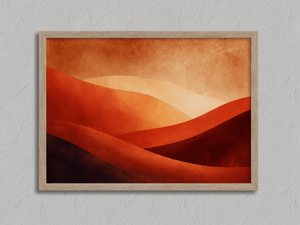 Framed minimalist desert sunset print by Atelier Lumin