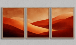 Framed minimalist desert sunset triptych print by Atelier Lumin
