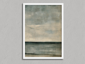 Distant Calm – Textured Abstract Wall Art Print in a white frame, no mount