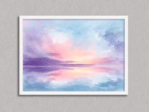 Dreamlight Horizon – Pastel Abstract Wall Art Print in a white frame, no mount