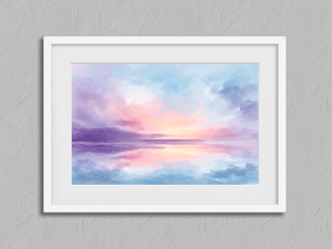 Dreamlight Horizon – Pastel Abstract Wall Art Print in a white frame with a mount