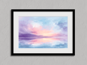 Framed pastel abstract sunrise print by Atelier Lumin
