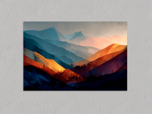 Duskhaze Peaks – Abstract Mountain Wall Art Print, unframed print with no border