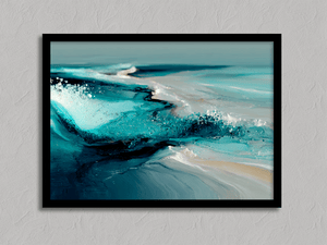 Framed abstract ocean wave print by Atelier Lumin