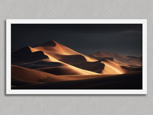 Ember Dunes – Desert Landscape Wall Art Print in a white frame, no mount