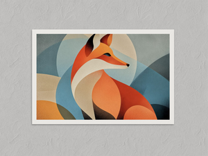 Ember Fox – Geometric Fox Wall Art Print, unframed print with a white border