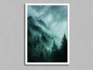 Emerald Eternity – Emerald Mountain Wall Art Print in a white frame, no mount