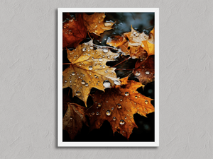 Ephemeral Fall – Autumn Maple Leaves Wall Art in a white frame, no mount