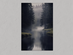 Ethereal Dawn – Misty Forest Wall Art Print, unframed print with no border