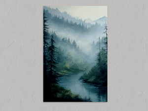 Forest Whisper – Misty Woodland Wall Art Print, unframed print with no border