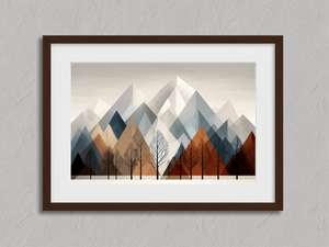 Framed minimalist winter mountain print by Atelier Lumin