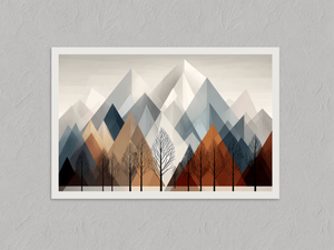 Frosted Range – Minimalist Winter Mountain Wall Art Print, unframed print with a white border