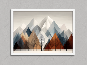 Frosted Range – Minimalist Winter Mountain Wall Art Print in a white frame, no mount