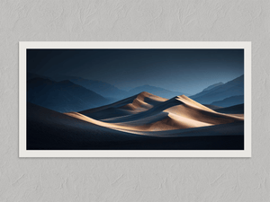Gilded Silence – Desert Landscape Wall Art Print, unframed print with a white border