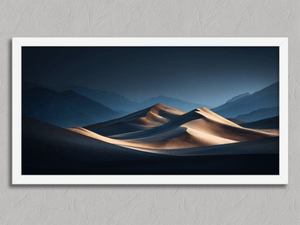 Gilded Silence – Desert Landscape Wall Art Print in a white frame, no mount
