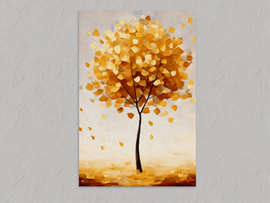 Golden Canopy – Minimalist Autumn Tree Wall Art, unframed print with no border