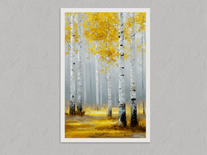 Golden Drift – Aspen Forest Wall Art Print, unframed print with a white border