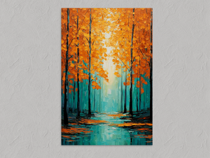 Golden Grove – Minimalist Autumn Wall Art Print, unframed print with no border