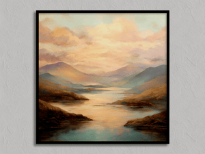 Framed tranquil lake reflection print by Atelier Lumin