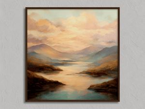Framed tranquil lake reflection print by Atelier Lumin