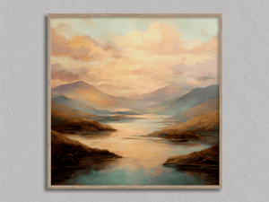 Framed tranquil lake reflection print by Atelier Lumin