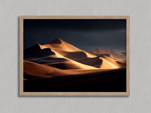 Framed golden desert dunes print by Atelier Lumin