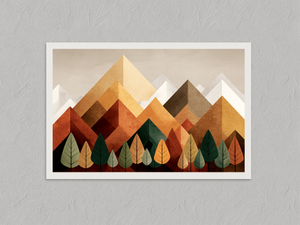 Golden Valley – Geometric Landscape Wall Art, unframed print with a white border