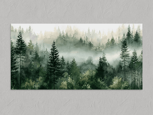Greenwood Haze – Misty Forest Wall Art Print, unframed print with no border