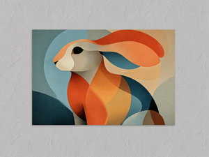 Hare Across the Hills – Stylised Hare Wall Art Print, unframed print with no border