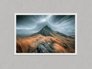 Highland Storm – Mountain Wall Art Print, unframed print with a white border