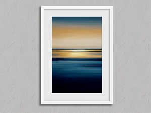 Last Light – Abstract Sunset Wall Art Print in a white frame with a mount