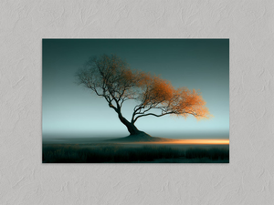 Leaning Light – Lone Tree Sunrise Wall Art Print, unframed print with no border