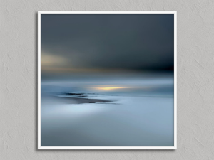 Low Tide Light – Blue Coastal Wall Art Print in a white frame, no mount