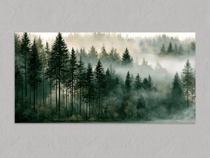 Morning Stillness – Misty Forest Wall Art Print, unframed print with no border