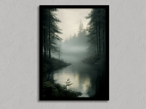 Framed tranquil woodland watercolour print by Atelier Lumin