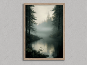 Framed tranquil woodland watercolour print by Atelier Lumin