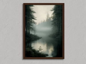 Framed tranquil woodland watercolour print by Atelier Lumin