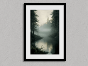 Framed tranquil woodland watercolour print by Atelier Lumin