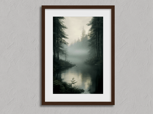 Framed tranquil woodland watercolour print by Atelier Lumin