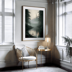 Atelier Lumin Framed Fine Art Print Nature’s Whisper Framed Wall Art – Tranquil Watercolour Woodland Landscape