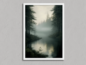 Nature’s Whisper – Watercolour Woodland Wall Art in a white frame, no mount