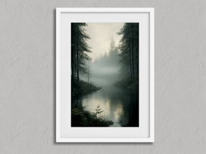 Nature’s Whisper – Watercolour Woodland Wall Art in a white frame with a mount