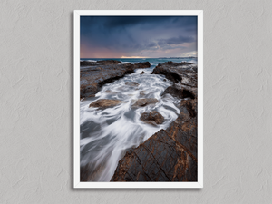 Ocean’s Embrace – Australian Coastal Wall Art in a white frame, no mount