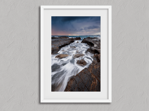 Ocean’s Embrace – Australian Coastal Wall Art in a white frame with a mount