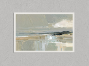 Pale Estuary – Abstract Estuary Wall Art Print, unframed print with a white border