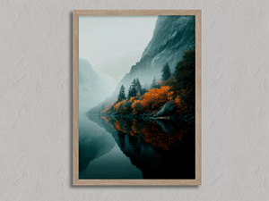 Framed autumn lake wall art print by Atelier Lumin