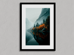 Framed autumn lake wall art print by Atelier Lumin