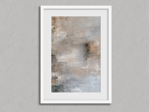 Quiet Layers I – Textured Abstract Wall Art Print in a white frame with a mount